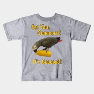 Eat Your Corn African Grey Parrot Kids T-Shirt